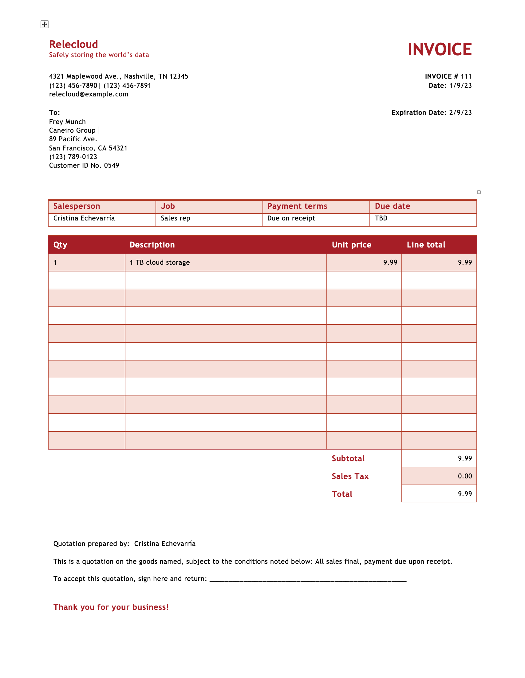 Freelancer Invoice Invoice Template Preview